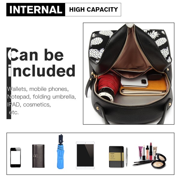 LG1866P-MISS LULU STYLISH LADIES RUCKSACK LEATHER PRINTED BACKPACK BLACK LG1866P-MISS LULU STYLISH LADIES RUCKSACK LEATHER PRINTED BACKPACK BLACK